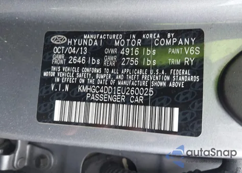 2014 Hyundai Genesis 3.8 from USA, damaged, VIN KMHGC4DD1EU260025